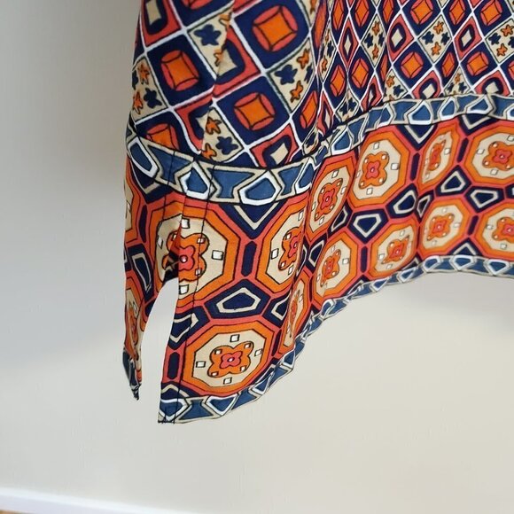 Tolani Size S tunic top Blouse swim coverup colorful Boho orange blue 3/4 sleeve - Picture 5 of 7